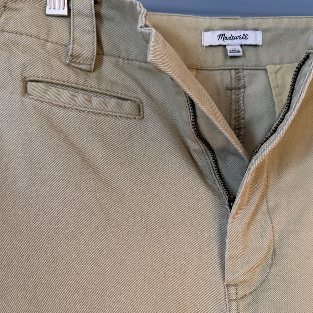 Madewell Size 10 ankle cropped high waisted loose 100% Cotton khaki green - Picture 4 of 14